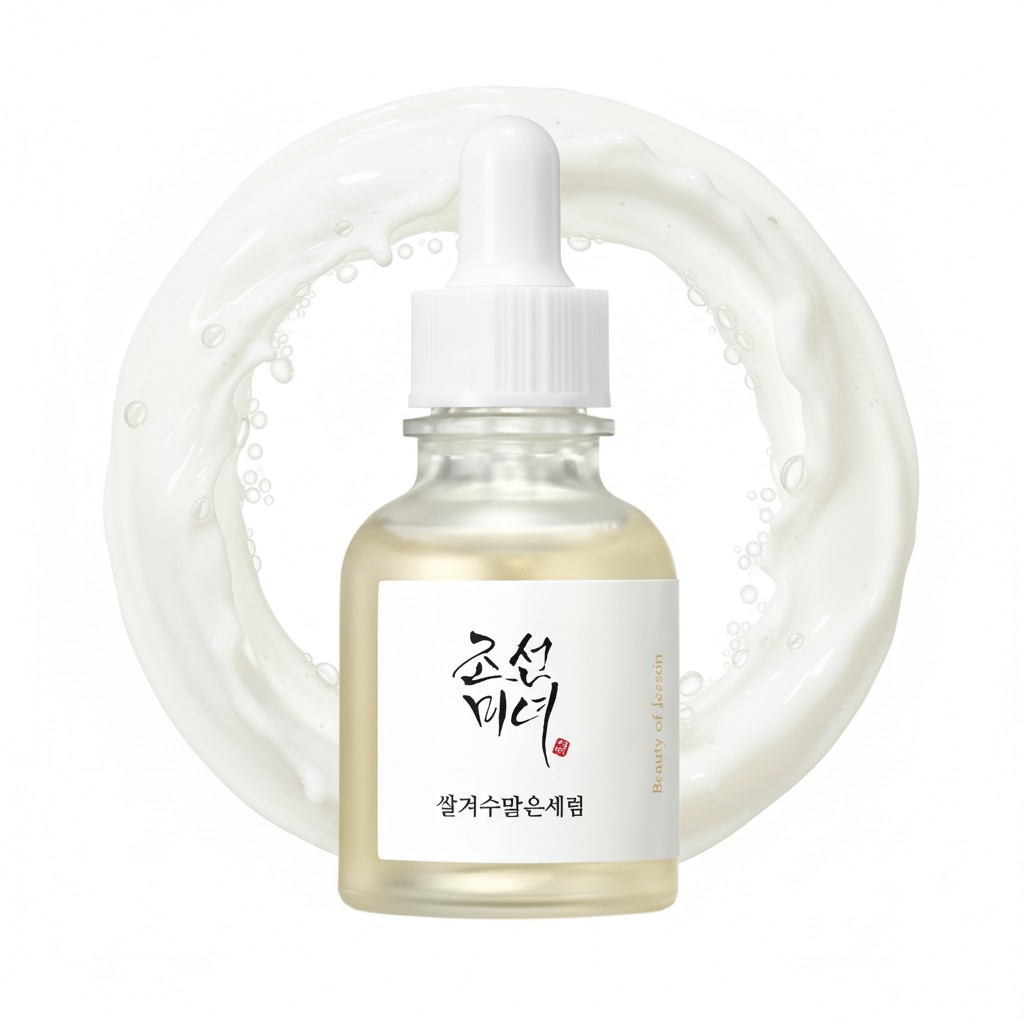Beauty of Joseon Glow Deep Serum Rice + Alpha-Arbutin entouré d’une texture de sérum translucide.
