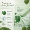 Anua Heartleaf 70 + Hyaluron Soothing Collagen Mask avec une présentation de sa formule à base de heartleaf, hyaluron et collagène.