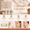Guide d’utilisation du Hanbang Serum Discovery Kit en quatre étapes : choisir son sérum, prélever quelques gouttes, appliquer puis tapoter.
