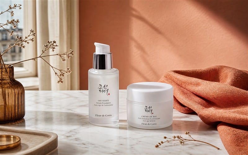 Routine K-beauty automne peau mature, sérum et crème coréens plus riches pour transition saisonnière