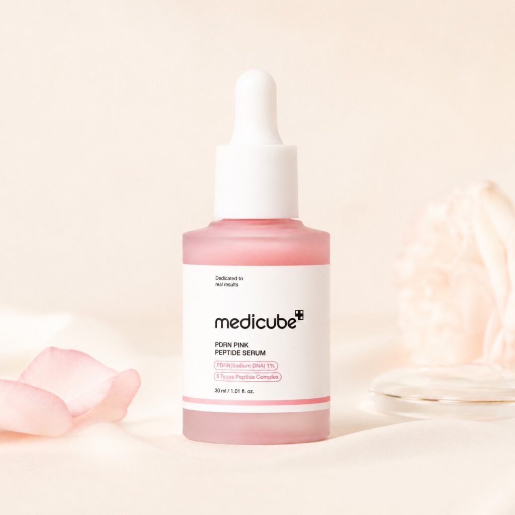 Medicube PDRN Pink Peptide Serum 30 ml, sérum rose en flacon compte-gouttes