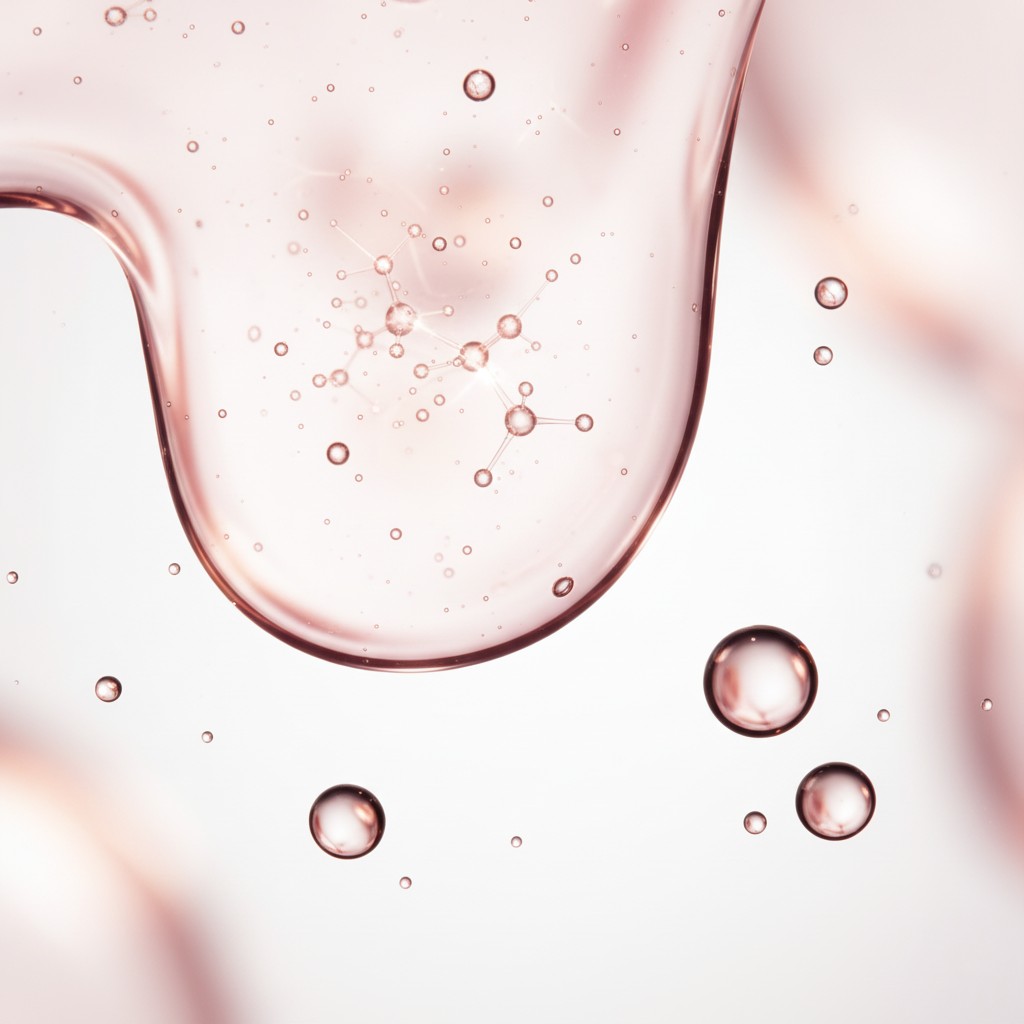 Texture rose translucide du Medicube PDRN Pink Peptide Serum avec fines bulles