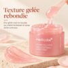 Texture gelée rose et rebondie de la Medicube Collagen Jelly Cream, prélevée au-dessus du pot ouvert