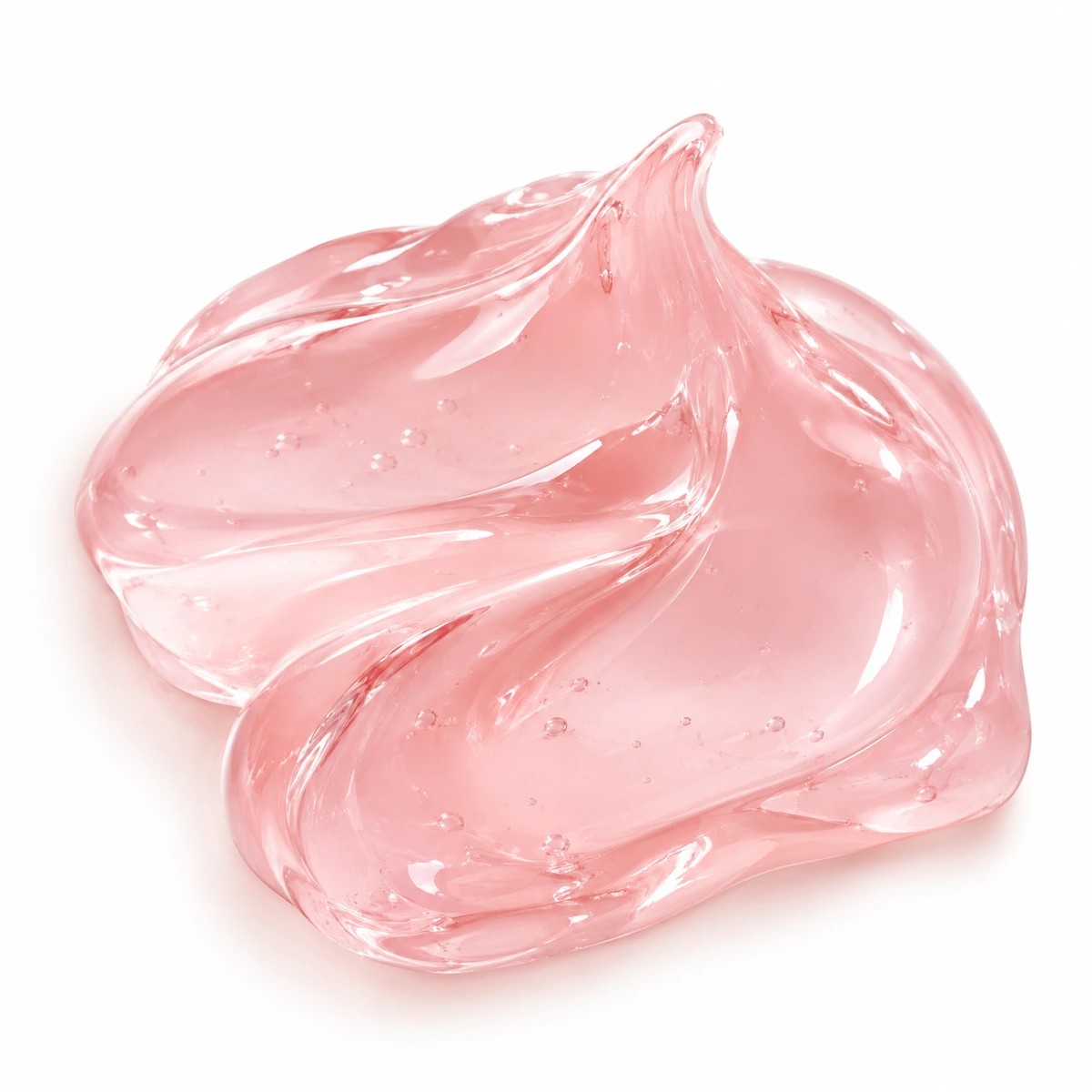 Gros plan sensoriel sur la texture gelée rose translucide de la Medicube Collagen Jelly Cream